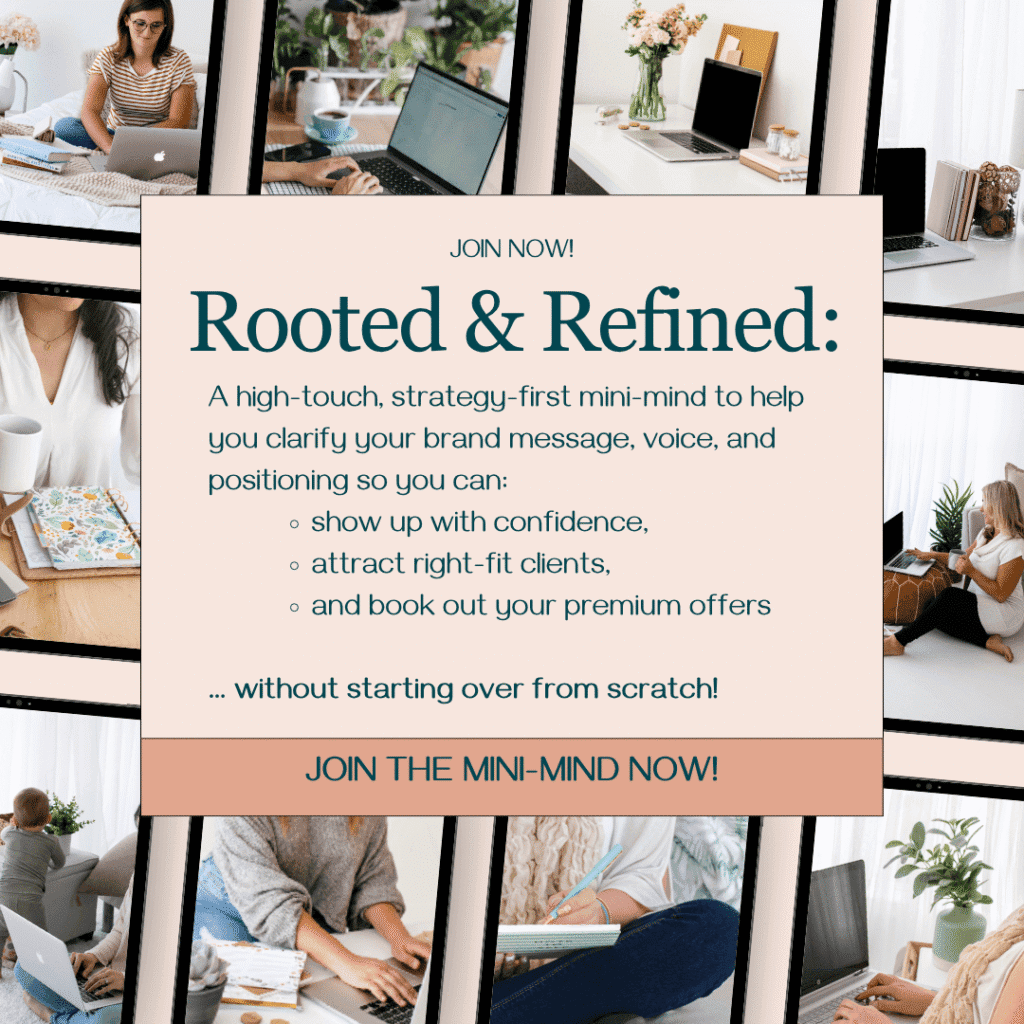 Rooted and refined brand strategy and messaging mini-mind